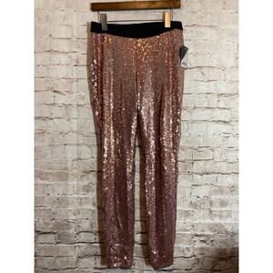 Project‎ Runway Pants Womens Small All Over Sequins Blush Pink Pull On Stretch